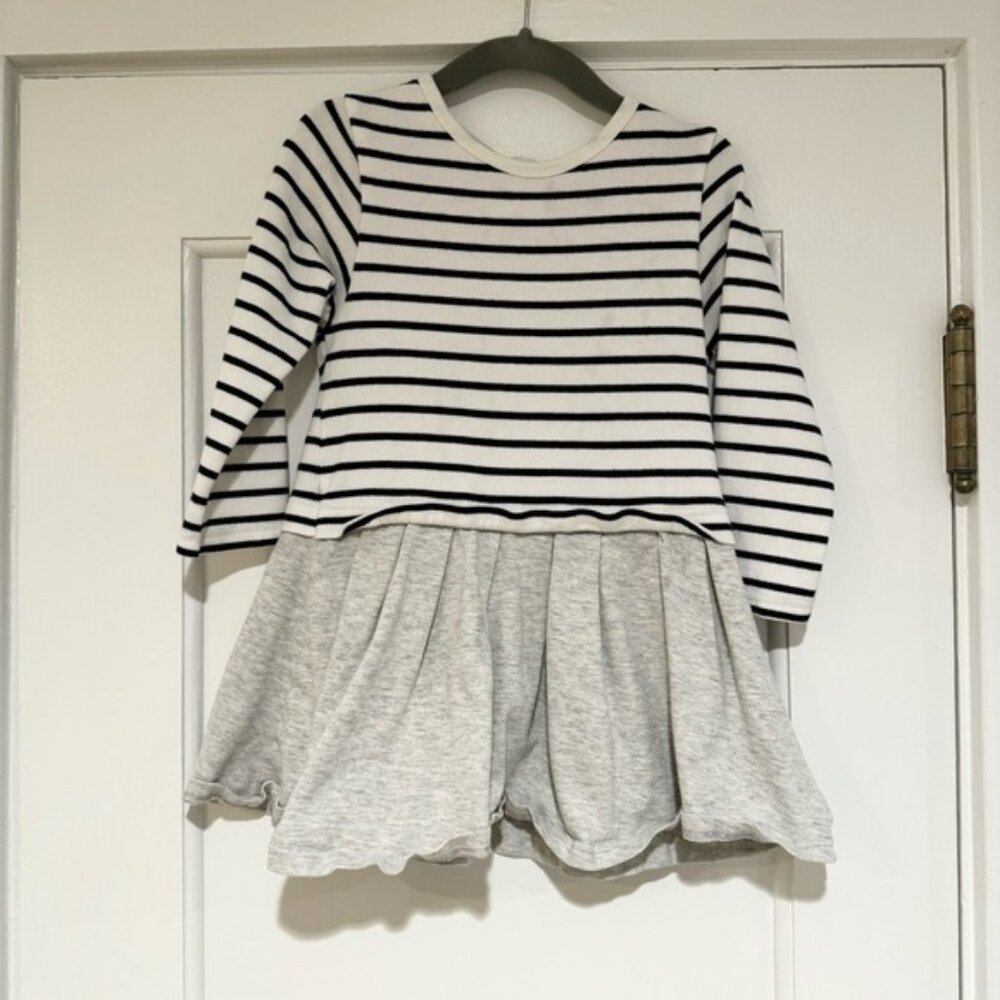 Uniqlo black and white striped cotton toddler dress 3T